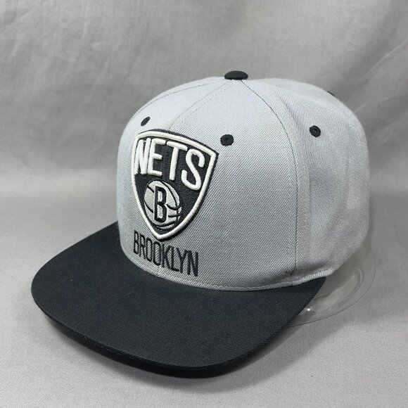 Mitchell & Ness Brooklyn Nets NBA Snapback Hat Gray Adjustable Basketball Mens - Picture 8 of 16